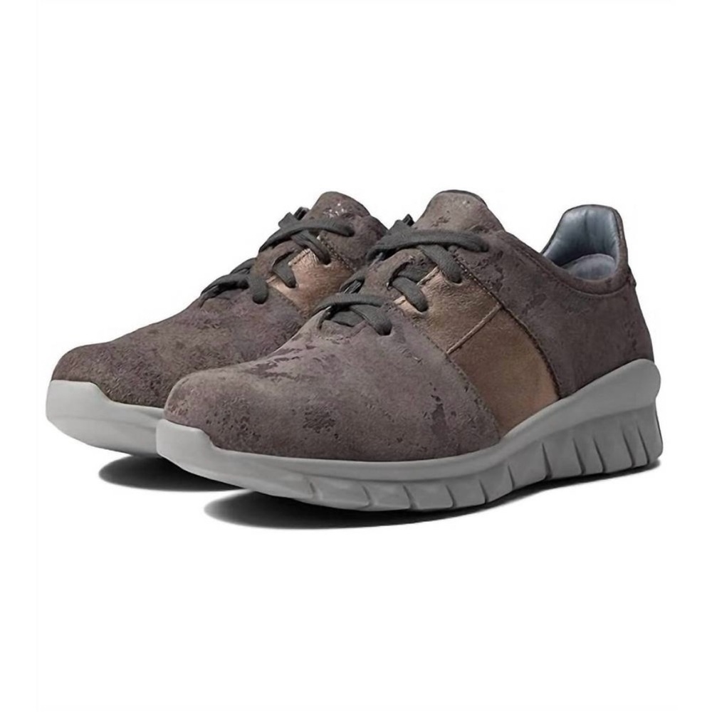 Naot Buzz Lace Up Sneakers Gray Marble Suede Radiant Copper Leather Sz 40 US 9